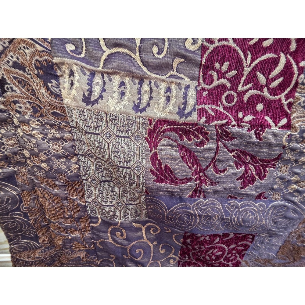 Croscill Galleria Window Curtain Panel Burgundy Gold Tapestry Patchwork Jacquard